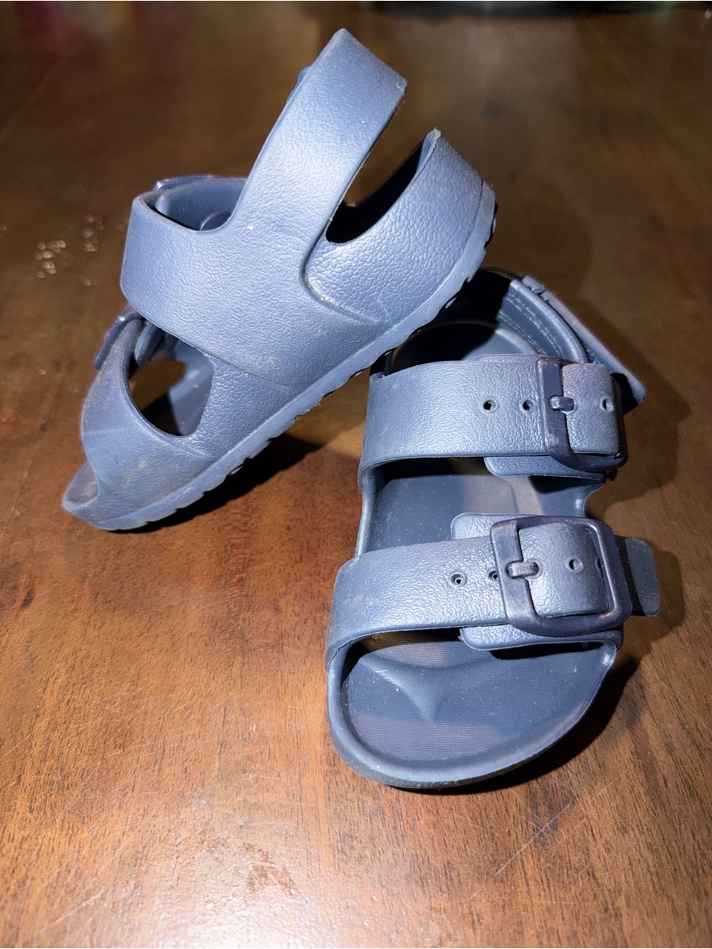 Kids Navy Double-Strap Sandals